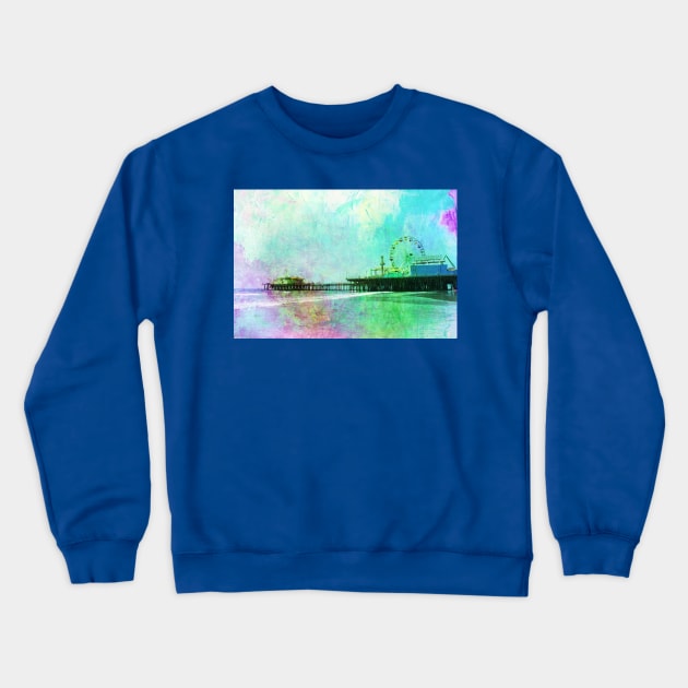 Crinkly Tie-Dye Santa Monica Pier Crewneck Sweatshirt by Christine aka stine1